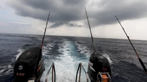 Fishing on a boat in the open ocean. Stock Footage 101871836