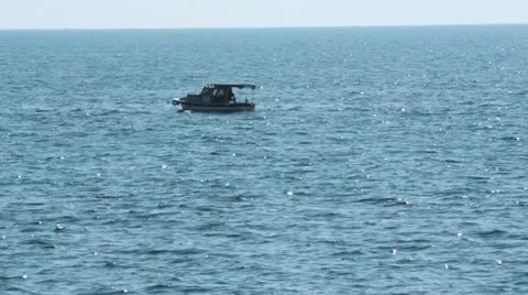 FISHING BOAT PASSING 스톡 동영상 12122326
