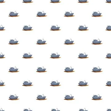Fishing boat pattern in cartoon style for a seamless background Illustrazione stock