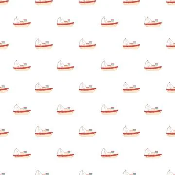 Fishing boat pattern creating nautical marine background Stock Illustration
