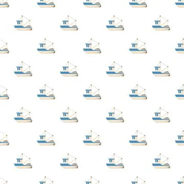 Fishing boat pattern repeating for maritime background design Stock Illustration