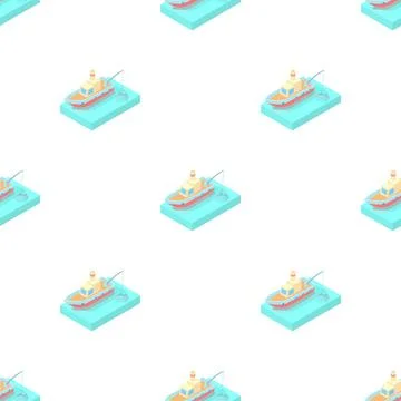 Fishing boat pattern seamless vector Stock Illustration
