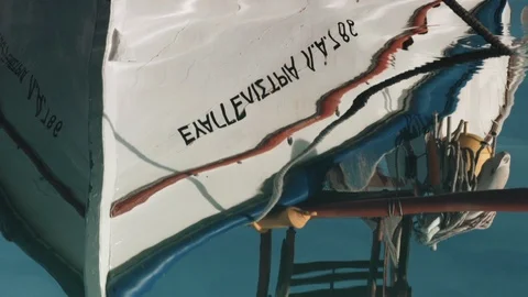 Fishing boat reflection Greece Stock Footage 87977928