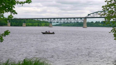 Fishing Boat on a River. 動画素材 64910778