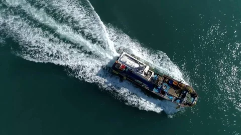 Fishing boat in the river Stock Footage 123580440