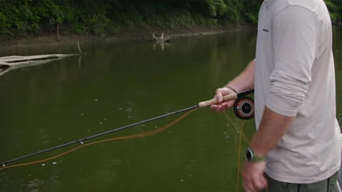 Fishing on a boat on a river Stock Footage 137536628
