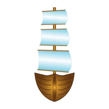 Fishing boat with sails Stock Illustration