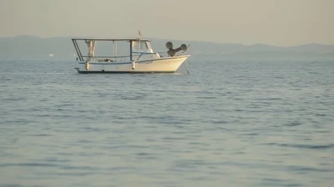 Fishing boat in the sea Stock Footage 80433626