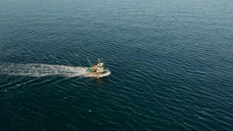 A fishing boat in the sea Stock Footage 148560853