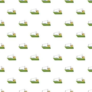 Fishing boat seamless pattern showing maritime industry background Stock Illustration