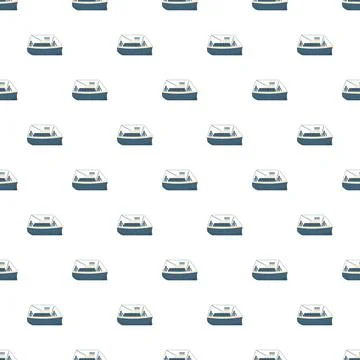 Fishing boat seamless pattern on white background Stock Illustration