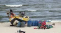 Fishing boat on the seashore of the Baltic Sea 3 HD Footage