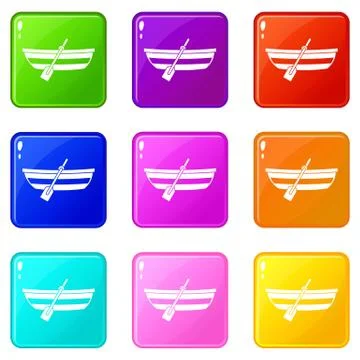 Fishing boat set 9 스톡 일러스트