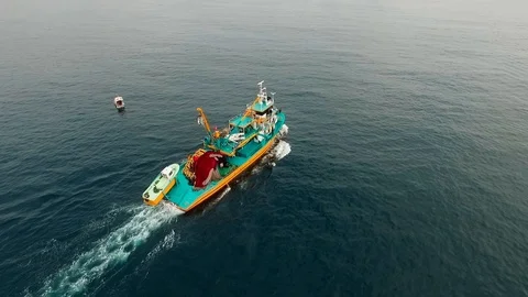 Fishing Boat From Sky Stock Footage 108886827
