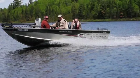 Fishing boat speeding Stock Footage 51710778