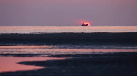 Fishing Boat at Sunset Stock-Footage 53338735