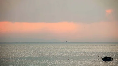 Fishing boat at sunset Stock Footage 112125683