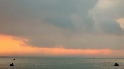 Fishing boat at sunset Stock Footage 112125885