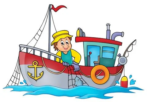Fishing boat theme image - eps10 vector illustration. 库存插图