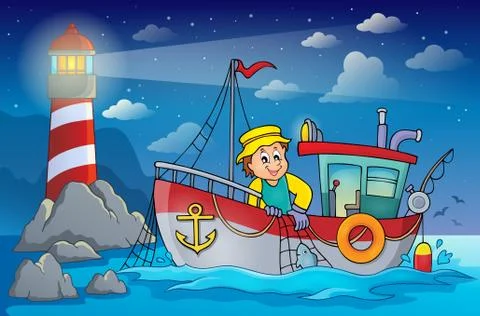 Fishing boat theme image - eps10 vector illustration. Illustrazione stock