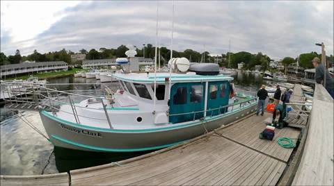 Fishing boat trip at dock Video stock 30462475