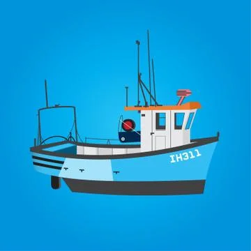 Fishing Boat Vector Design Template Stock Illustration