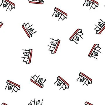 Fishing boat vector seamless pattern Stock Illustration