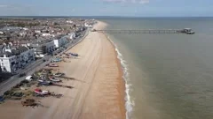 Aerial view of Deal town, Deal, Kent, UK Stock Video