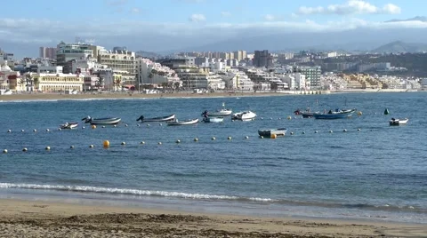 Fishing boats on the beach Stock Footage 64767490
