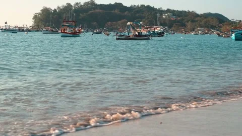 Fishing boats on the beach Stock Footage 138539778