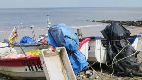Fishing boats on the beach Stock-Footage 306174894
