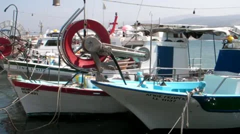 Fishing Boats Cyprus Stock Footage 12013522