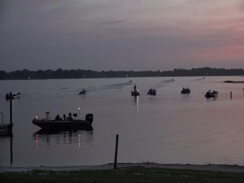 Fishing boats at dawn Stock Footage 75830073