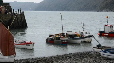 Fishing boats, Devon Stock Footage 44283248