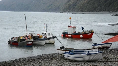 Fishing boats, Devon Stock Footage 44301480