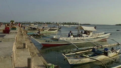 Fishing boats docked in Philippines Stock Footage 76803733