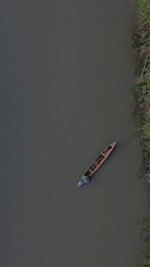 Fishing Boats Floating on the River in the Forest Video stock 263333335