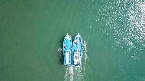 Fishing boats Stock Footage 87900437