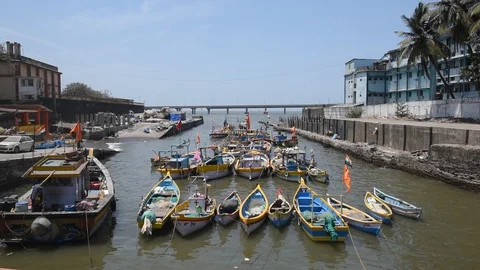 Fishing boats Stock Footage 129380343