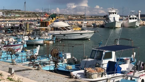 Fishing Boats at the Harbor Stock Footage 103436018