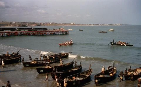 Fishing Boats, Jamestown, Accra, Ghana, 1950's Stock Photos