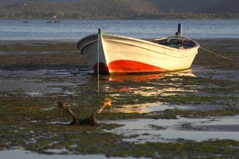 Fishing boats on the lake. Stock Photos