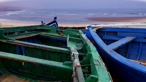 Fishing boats Morocco Stock Footage 77461784