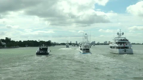 Fishing boats navigating in Miami  Stock Footage 43319456