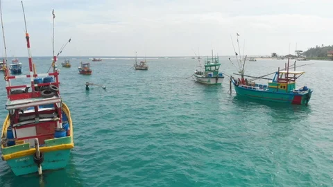 Fishing boats in ocean Video stock 108635544