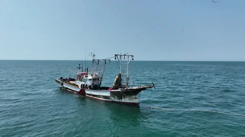 Fishing boats in the ocean Video stock 306040311