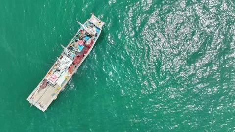 Fishing boats in the ocean Video stock 306040314