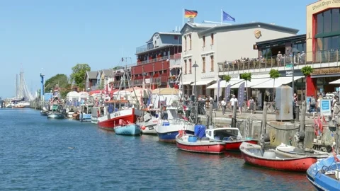 Fishing boats, old port Alter Strom, Warnemünde Stock Footage 133632853