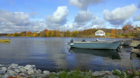 Fishing boats in the river. Stock Footage 49415265