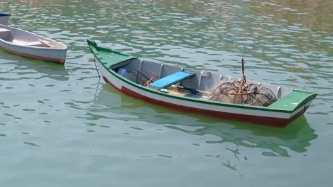 Fishing boats on the river Stock Footage 140062893
